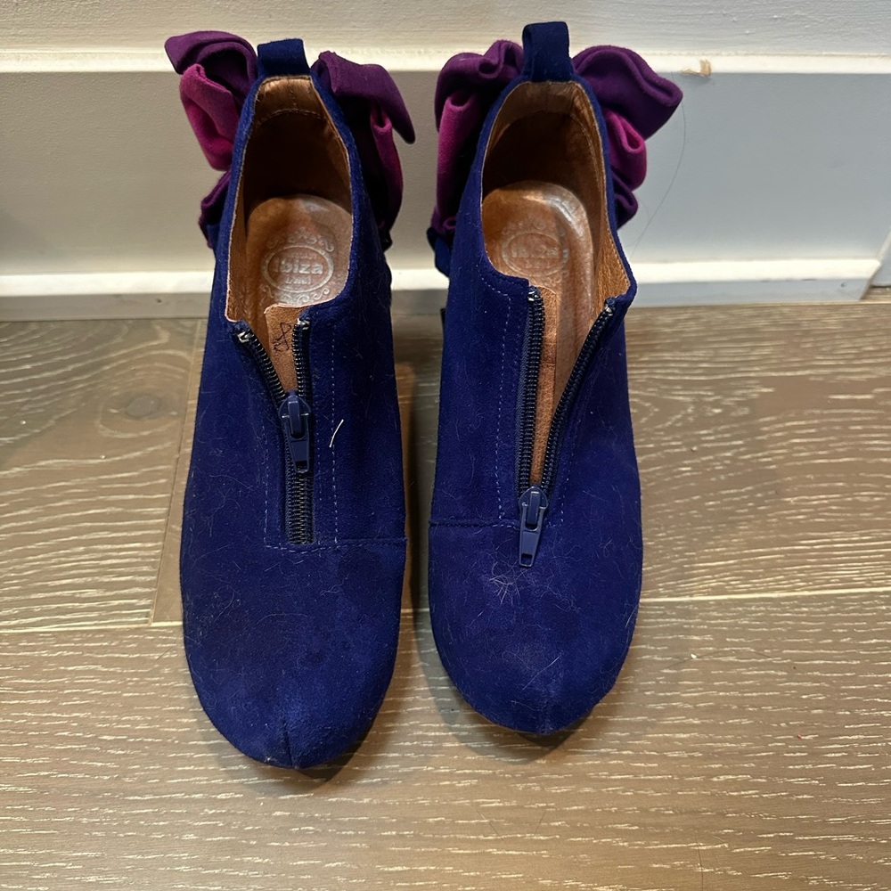 JEFFREY CAMPBELL Suede Chic Purple Ankle Boots Bows